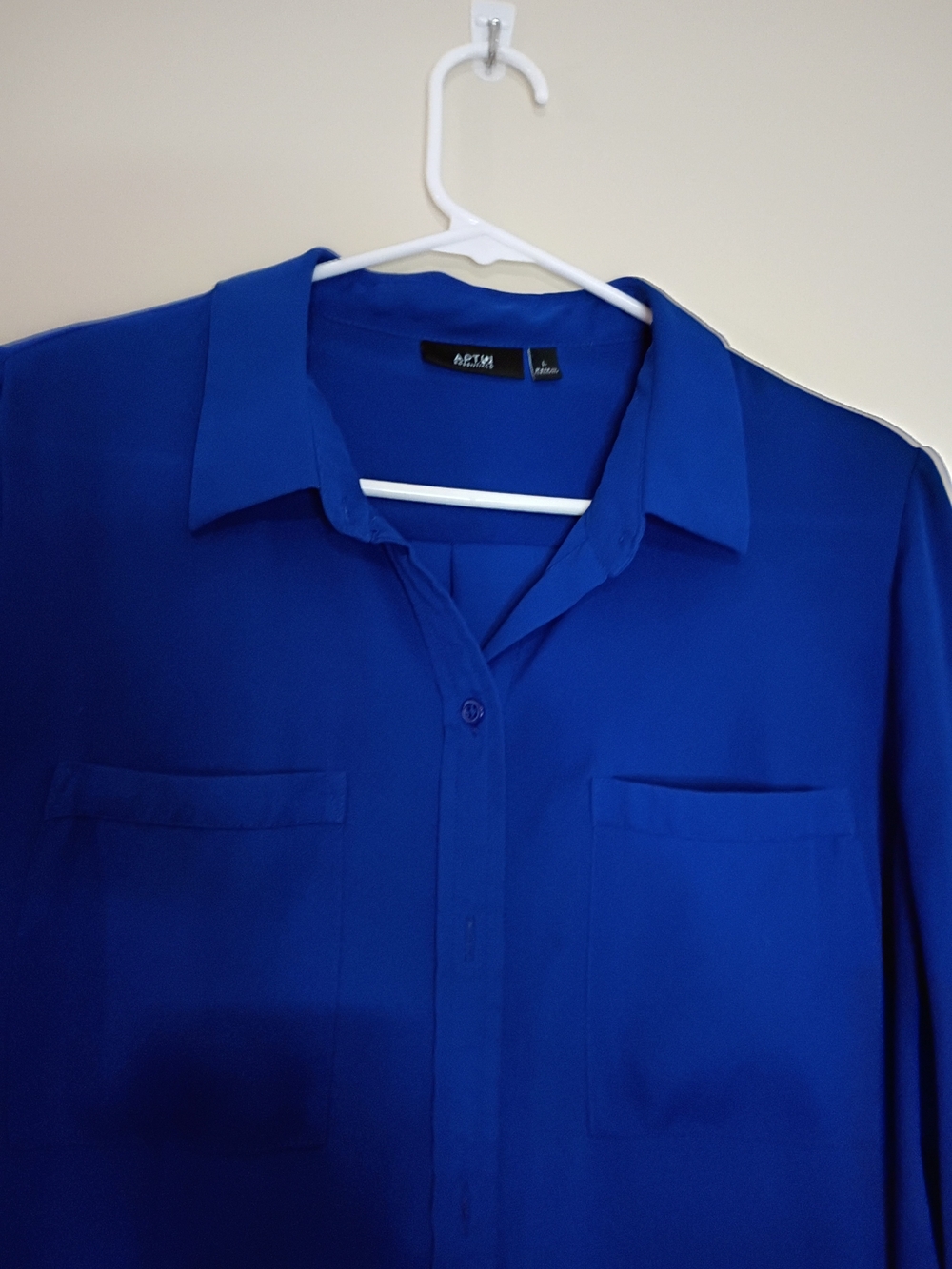 Apt. 9 Royal Blue Long Sleeve Button Front Blouse - Picture 2 of 5